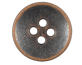 20 Pieces Concave Metal Hole Buttons. 18mm (11/16 inch) (Antique Copper)(MTN2576-AC)