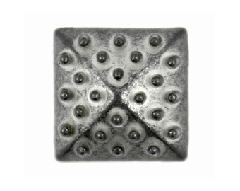 30 Pieces Square Cone Thorns Metal Shank Buttons. 11mm (7/16 inch) (Gunmetal White Patina)(MTN2485-GWP)