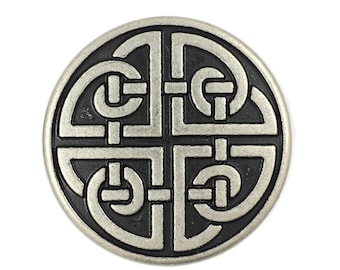 10 Pieces Celtic Shield Knot Metal Shank Buttons. 25mm (1 inch) (Antique Silver)(MTN3037-AS)