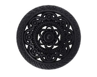 8 Pieces Metal Lacework Filigree Metal Shank Buttons. 30mm (Matte Black)(MTN1865-MB)