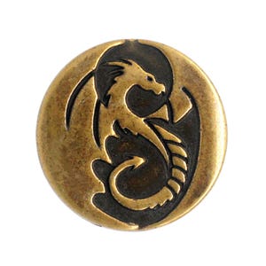 8 Pieces Majestic Dragon Metal Shank Buttons. 25mm (1 inch) (Brass Black)(MTN3200-BB)