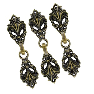 Bezelry 6 Pairs Antique Brass Arabesque Flower Garland Sew On Cape or Cloak Clasp Fasteners. 70mm Fastened.