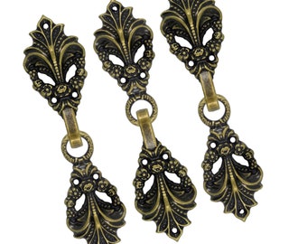 Bezelry, 6 paia di ghirlande di fiori arabeschi in ottone anticato da cucire su mantelli o mantelli. Chiusure da 70 mm.