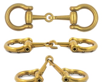 3 paia di fermagli da cucire per mantello in ottone vintage, multifunzione, stile ferro di cavallo. Lunghezza totale 88 mm (3-7/16 pollici).