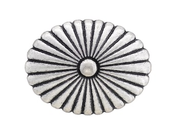 Bottoni con gambo in metallo con fiore di cactus ovale argento antico da 12 pezzi. 24 mm x 19 mm