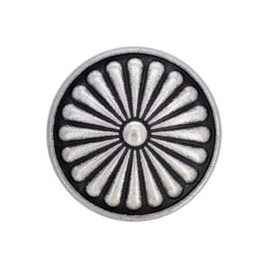 10 bottoni in metallo con gambo a forma di scudo floreale in argento antico. 23 mm (7/8 pollici)