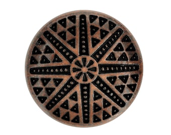 10 bottoni in metallo con gambo a forma di sole tribale in rame antico. 23 mm (7/8 pollici)