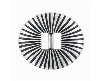 8 Pieces Oval Etching Rays Pattern Slotted Conchos. 26mm X 22mm(Antique Silver)(MTN3102-AS)