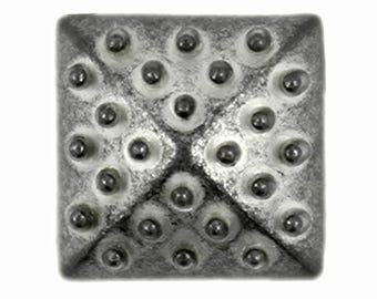 30 Pieces Square Cone Thorns Metal Shank Buttons. 11mm (7/16 inch) (Gunmetal White Patina)(MTN2485-GWP)