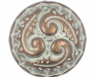 12 Pieces Ferns Swirl Domed Metal Shank Buttons. 18mm (11/16 inch) (Copper White Patina)(MTN2445-CWP)