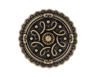 12 Pieces Celtic Round Shield Metal Shank Buttons. 25mm (1 inch) (Antique Brass)(MTN2677-AB)
