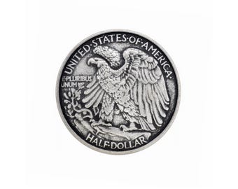 8 Pieces Antique Silver Bald Eagle Coin Style Metal Shank Buttons. 25mm (1 inch)