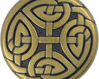 10 Pieces Celtic Eternal Knot Metal Shank Buttons. 23mm (7/8 inch) (Antique Brass)(MTN3032-AB)