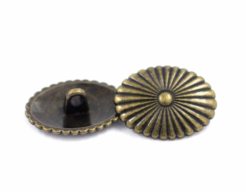 12 Pieces Antique Brass Oval Cactus Flower Metal Shank Buttons. 24mm X ...