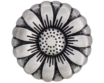 12 Pieces Morning Flower Metal Shank Buttons. 20mm (3/4 inch) (Antique Silver)(MTN3065-AS-20)