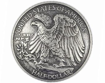 12 Pieces Bald Eagle Coin Style Metal Shank Buttons. 21mm (13/16 inch) (Gray Silver)(MTN3091-GS)