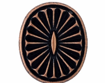 12 pezzi di bottoni in metallo con gambo ovale in rame antico, stile concho del sud-ovest. 21 mm x 17 mm