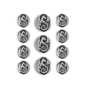 Majestic Dragon Metal Shank Buttons. Blazer Button Set. 3 Pcs of 25mm, 8 Pcs of 20mm (Antique Silver)(MTN3200-AS-2520)