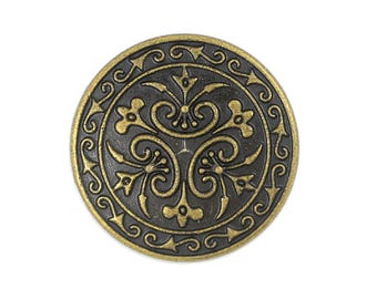 12 Pieces Celtic Flowers Metal Shank Buttons. 23mm (7/8 inch) (Antique Brass)(MTN3051-AB)