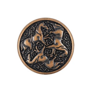 10 stuks Keltische paarden metalen schachtknopen. 25 mm (1 inch) (antiek koper) (MTN2407-AC)