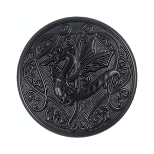 10 Pieces Spitfire Celtic Dragon Metal Shank Buttons. 25mm (1 inch) (Matte Black)(MTN3057-MB)