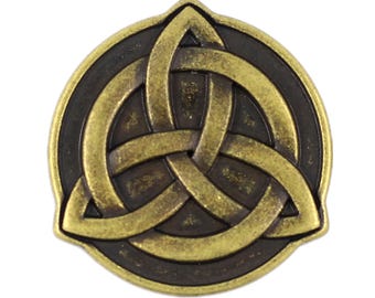 10 Pieces Celtic Trinity Knot Metal Shank Buttons. 22mm (7/8 inch)(Antique Brass)(MTN3031-AB)