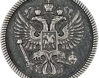 12 Pieces Two-Headed Eagle Metal Shank Buttons. 25mm (1 inch) (Gray Silver)(MTN3006-25-GS)