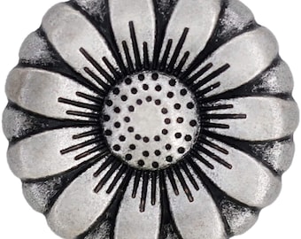 12 Pieces Morning Flower Metal Shank Buttons. 20mm (3/4 inch) (Antique Silver)(MTN3065-AS-20)