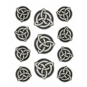 Celtic Trinity Knot Metal Shank Buttons. Blazer Button Set. 3 Pcs of 22mm, 8 Pcs of 17mm (Antique Silver)(MTN3031-AS-1722)