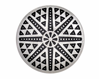 10 bottoni in metallo con gambo a forma di sole tribale in argento antico. 23 mm (7/8 pollici)