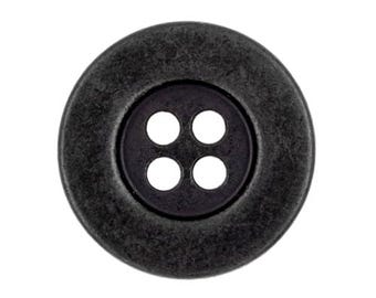 12 Pieces Thickened Edge Metal Hole Buttons. 20mm (3/4 inch) (Vintage Black)(MTN2508-VB)