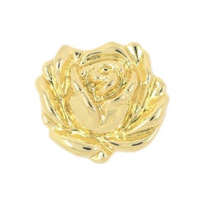 12 Pieces Rose in Full Bloom Metal Shank Buttons. 20mm (3/4 inch) (Gold)(MTN0346-GD)