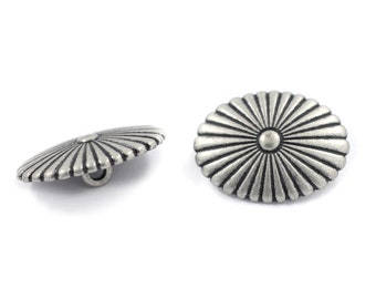 12 Pieces Antique Silver Oval Cactus Flower Metal Shank Buttons. 24mm X 19mm