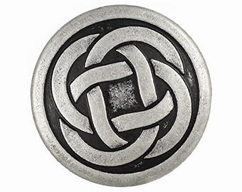 10 Pieces Tiny Celtic Knot Metal Shank Buttons. 25mm (1 inch) (Antique Silver)(MTN3036-25-AS)