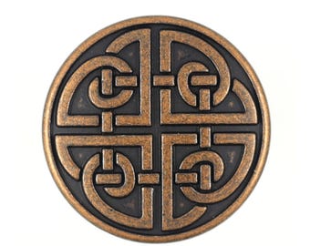 10 Pieces Celtic Shield Knot Metal Shank Buttons. 25mm (1 inch) (Antique Copper)(MTN3037-AC)
