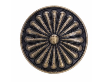 10 Pieces Antique Brass Flower Shield Metal Shank Buttons. 23mm (7/8 inch)