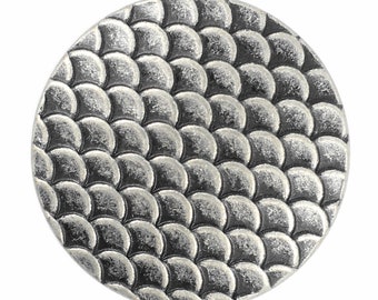 Bottoni con gambo in metallo con scaglie di drago in argento antico da 10 pezzi. 23 mm (7/8 pollici)
