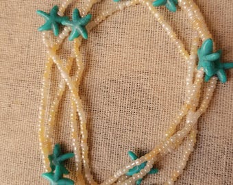 Starfish Waist Beads Beach Jewelry – Stretchy Waist Beads for Women – Summer Body Jewelry – Ocean Inspired Belly Chain – Handmade Gift