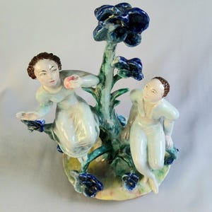 WIENER WERKSTÄTTE – Adam och Eva – Lotte CALM – Sällsynt österrikisk keramikskulptur – 1919