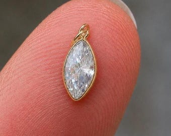 Handmade 18k Solid Gold Diamond Charm Pendant - Dainty Gemstone Jewelry