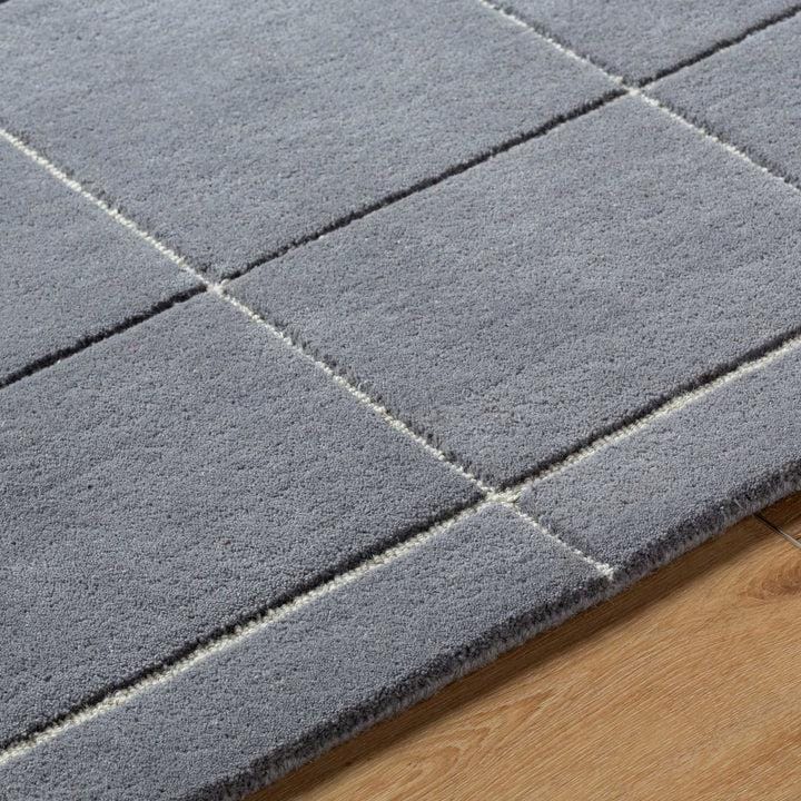 Gray Rugs Patterns Hand Tufted Wool Rug | Grey Grid Pattern Rug | Minimalist Modern Area ...