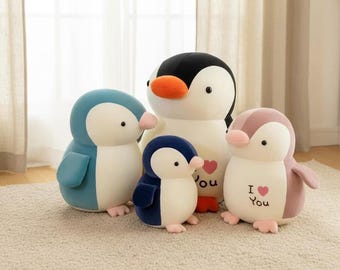 Peluche pingouin Snuggly – Cadeau d'oreiller doux et câlin pour les enfants et leurs proches