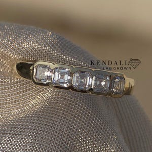 Asscher Cut Lab Grown Diamond Eternity Band Matching Band Promise Ring Gift For Her Stackable Eternity Band Half Bezel Set Asscher Diamond