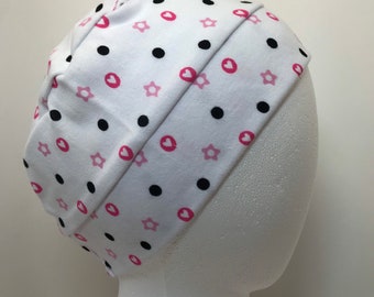 100% Cotton Child Pink Hearts and Stars Hat