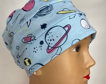 100% Cotton Adult Space Doodles Jersey Knit Hat