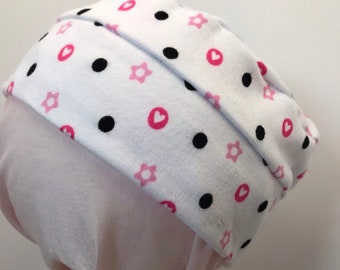100% Cotton Toddler Pink Hearts & Stars Hat