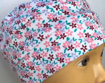 100% Cotton Adult Pink Ditsy Flowers Hat