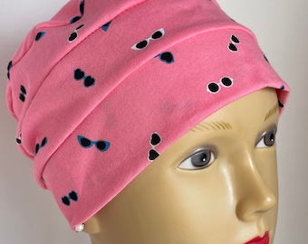 100% Cotton Adult Sunnies on Pink Jersey Knit Hat