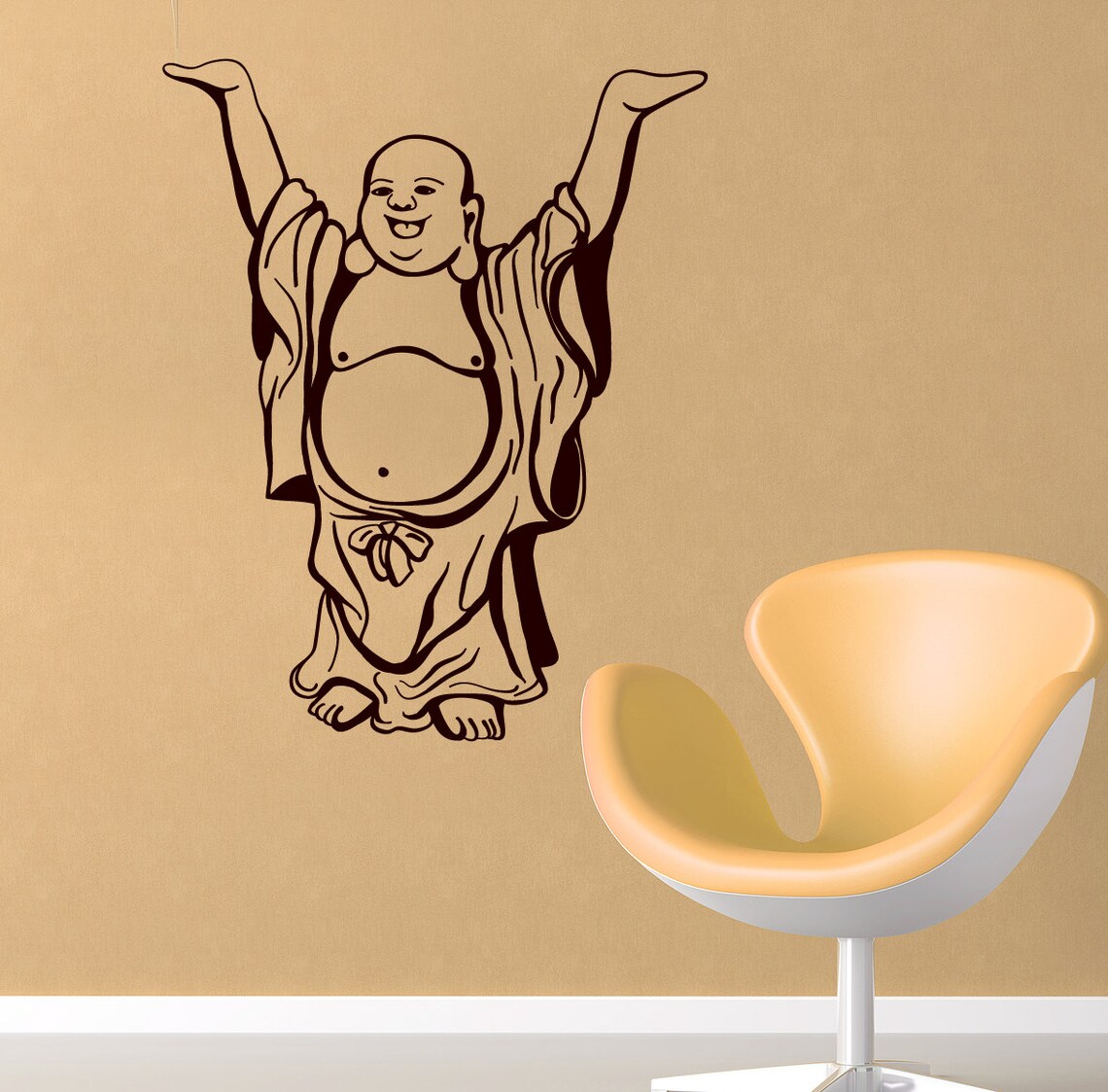 Buddha wall decal Happy standing buddha vinyl wall decal | Etsy