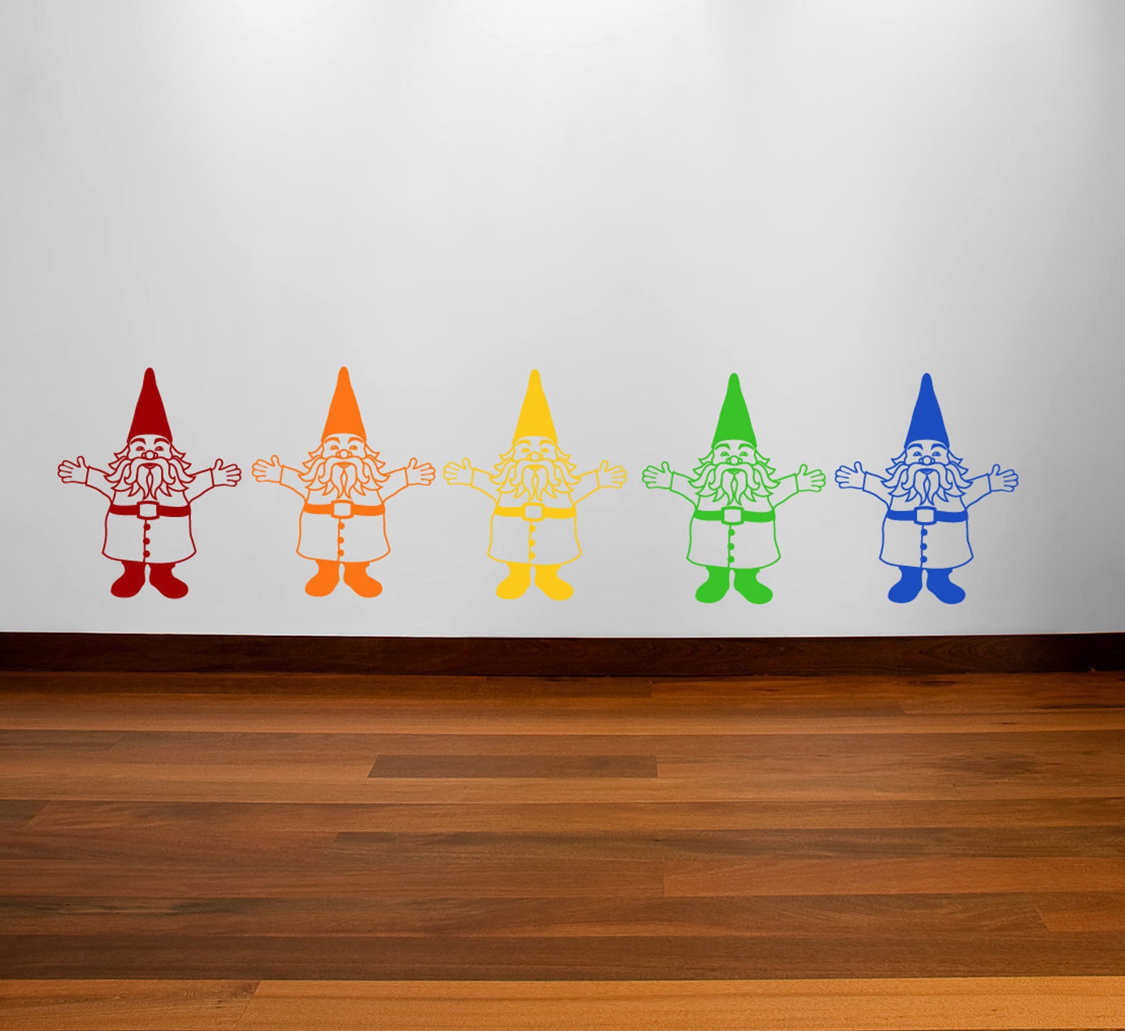Rainbow gnomes wall decal set of five multicolor gnomes Etsy